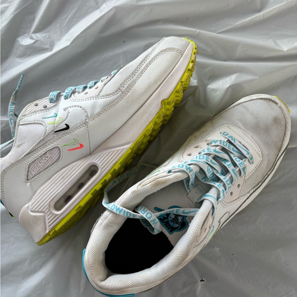 Nike White and Teal Sneakers